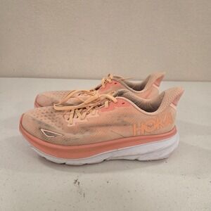 Hoka One One Clifton 8 Womens 9.5 Running Shoes Peach Orange Coral Mesh Sneaker